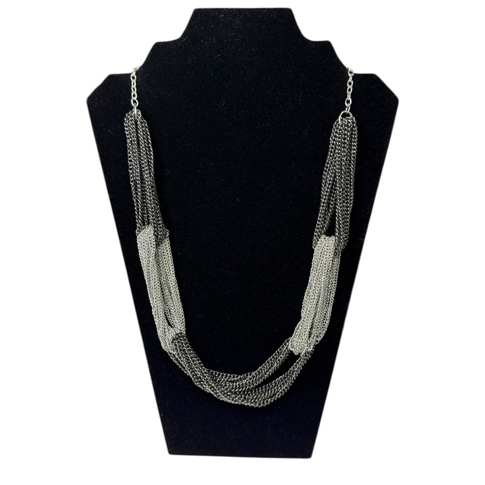 Express Twisted Gunmetal/Silver Chain Necklace